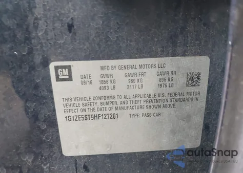 2017 Chevrolet Malibu 1Lt from USA, damaged, VIN 1G1ZE5ST9HF127201